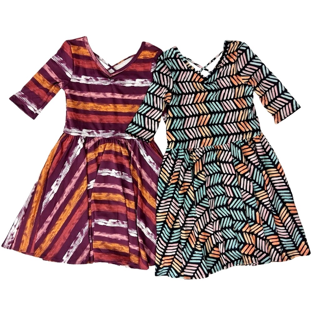 Dot Smile Girls 7 Ballerina Twirl Dress Lot 3/4 Sleeve V-Neck 2pc NWT